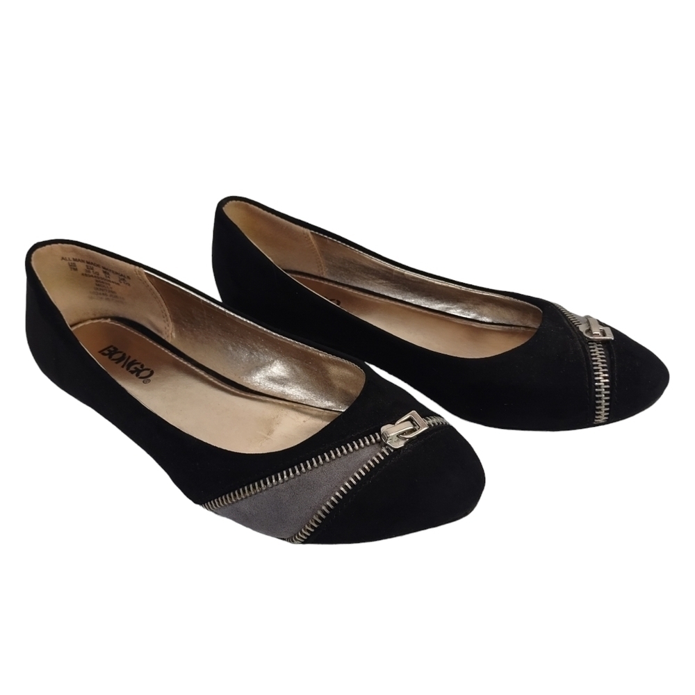 BonGo Black Women's Flats with Silver Accents
